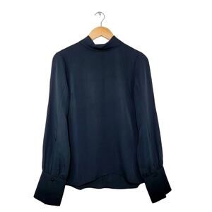Billie the Label Jade High Neck Top Black Long Sleeve Blouse Quiet Luxury NWT